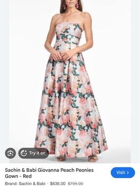 Sachin + Babi  “Giovanna” Gown in Peaches and Peonies–  NWT!!